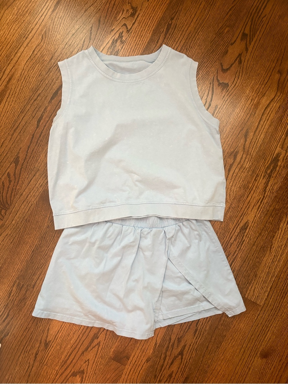 Amazon Light Blue Acid Wash Tank Top and Skort Set Large - Picture 2 of 4